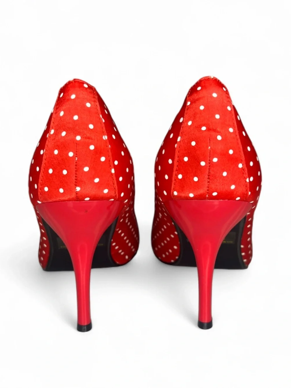 Delicious Red and White Open Peep Toe Polka Dot Pumps - Size 9 - Women’s Heels